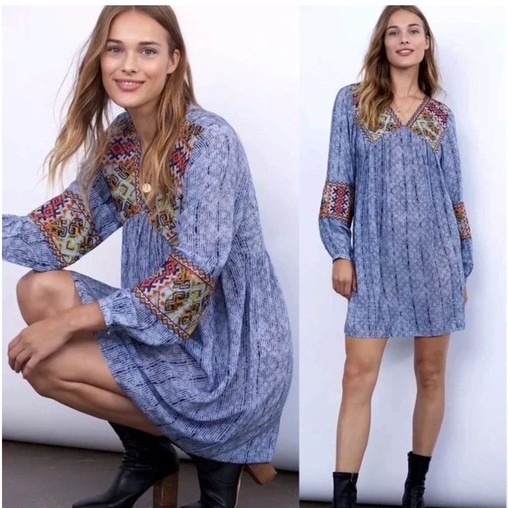 ANTHROPOLOGIE BHANUNJ JYOTI Linne Embroidered‎ Dress Size Large Boho